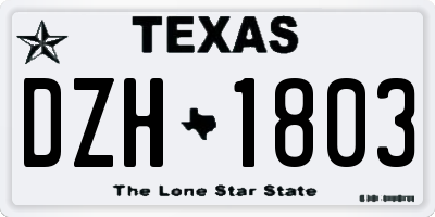 TX license plate DZH1803