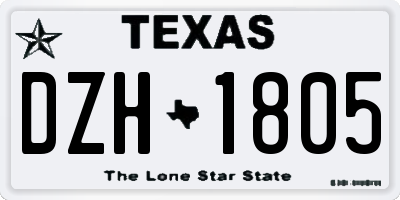 TX license plate DZH1805
