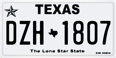 TX license plate DZH1807