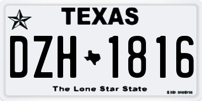 TX license plate DZH1816