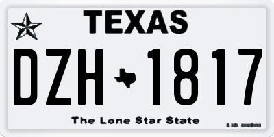 TX license plate DZH1817