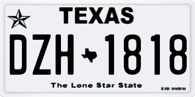 TX license plate DZH1818