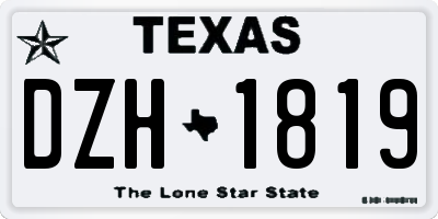 TX license plate DZH1819