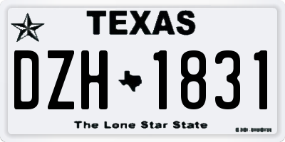 TX license plate DZH1831