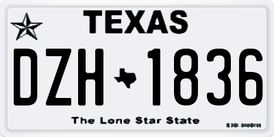 TX license plate DZH1836