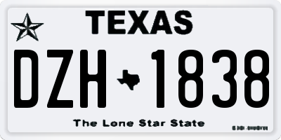 TX license plate DZH1838