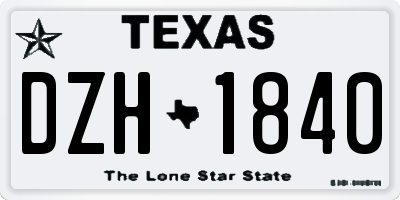 TX license plate DZH1840