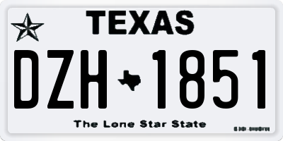 TX license plate DZH1851