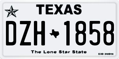 TX license plate DZH1858