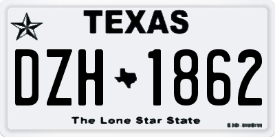 TX license plate DZH1862