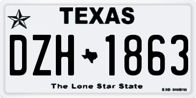 TX license plate DZH1863