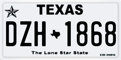 TX license plate DZH1868