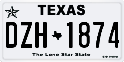 TX license plate DZH1874