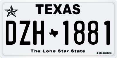 TX license plate DZH1881