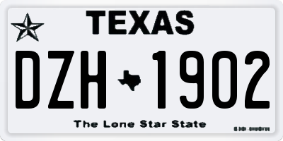 TX license plate DZH1902