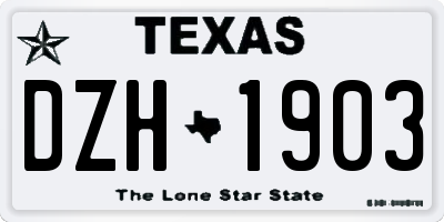 TX license plate DZH1903