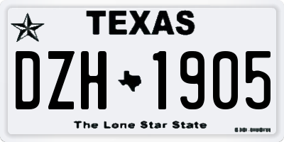 TX license plate DZH1905