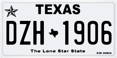 TX license plate DZH1906
