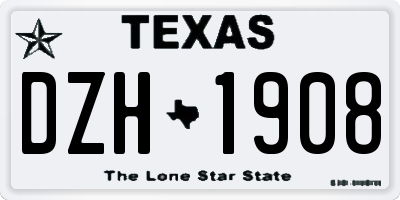 TX license plate DZH1908
