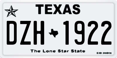 TX license plate DZH1922