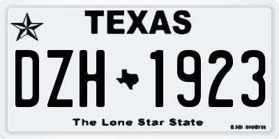 TX license plate DZH1923