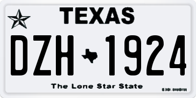 TX license plate DZH1924