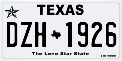 TX license plate DZH1926