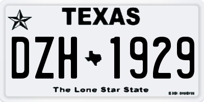 TX license plate DZH1929