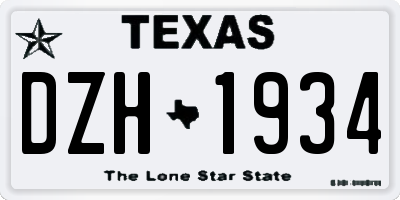 TX license plate DZH1934