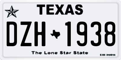 TX license plate DZH1938