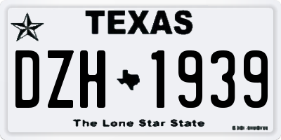 TX license plate DZH1939