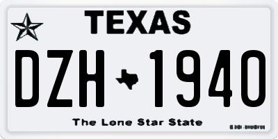 TX license plate DZH1940