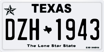 TX license plate DZH1943