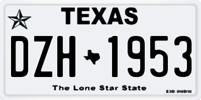 TX license plate DZH1953