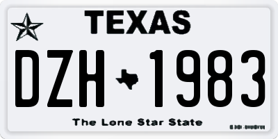 TX license plate DZH1983