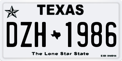 TX license plate DZH1986