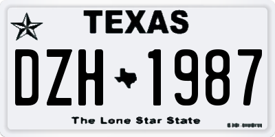 TX license plate DZH1987