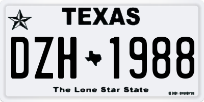 TX license plate DZH1988