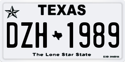 TX license plate DZH1989