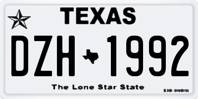 TX license plate DZH1992