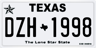 TX license plate DZH1998