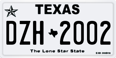 TX license plate DZH2002