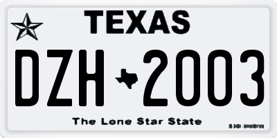 TX license plate DZH2003