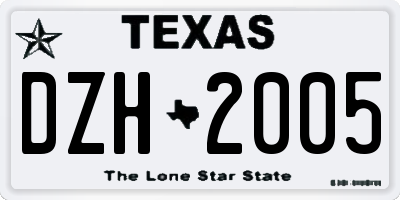 TX license plate DZH2005