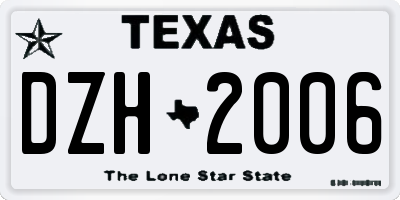TX license plate DZH2006