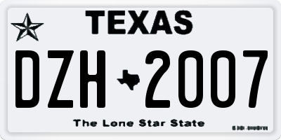 TX license plate DZH2007