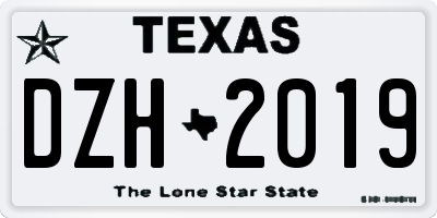 TX license plate DZH2019