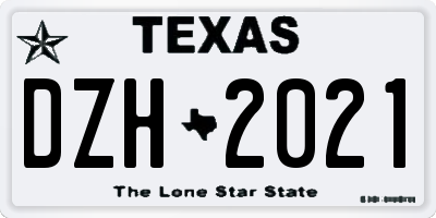 TX license plate DZH2021