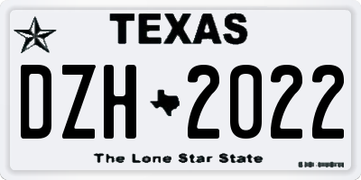 TX license plate DZH2022