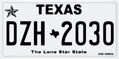 TX license plate DZH2030